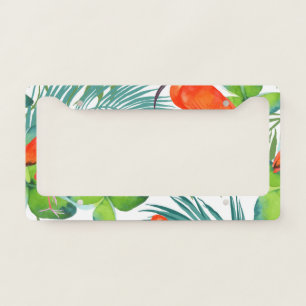 Watercolor birds: vintage seamless pattern. license plate frame