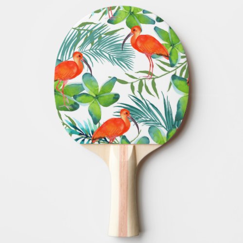 Watercolor birds vintage seamless pattern ping pong paddle