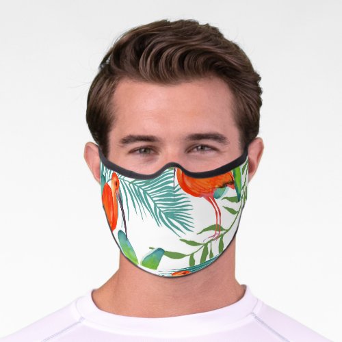 Watercolor birds vintage seamless pattern premium face mask