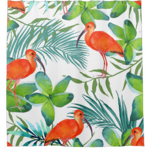 Watercolor birds: vintage seamless pattern. shower curtain