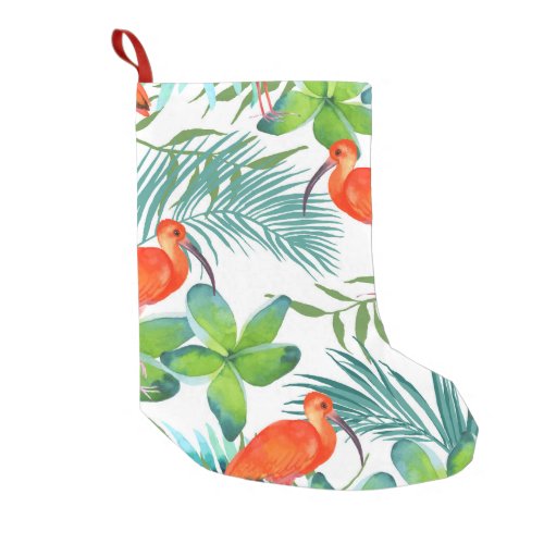 Watercolor birds vintage seamless pattern small christmas stocking