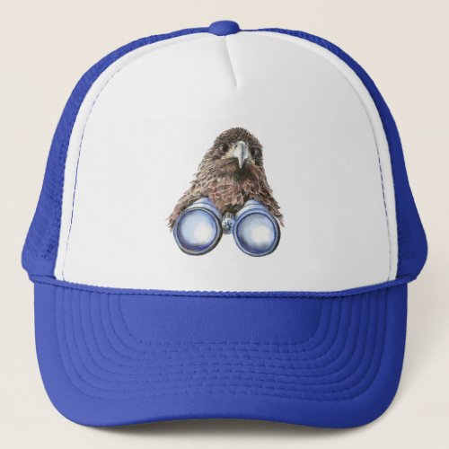 Watercolor Birdwatcher Bird watching Hawk Fun Trucker Hat