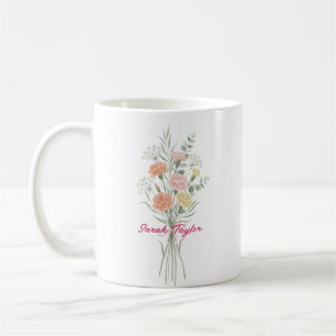 Watercolor Birth Flower Carnation Personalized Mug
