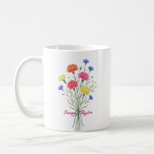 Watercolor Birth Flower Carnation Personalized Mug