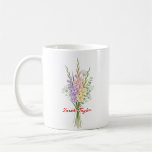 Watercolor Birth Flower Larkspur Custom Coffee Mug