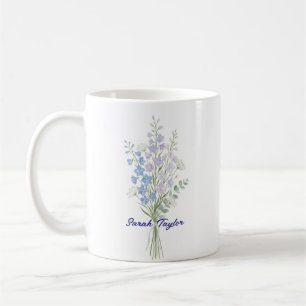 Watercolor Birth Flower Larkspur Custom Coffee Mug