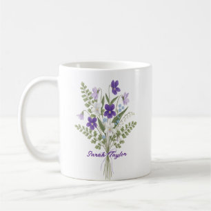 Watercolor Birth Flower Violet Personalized Mug