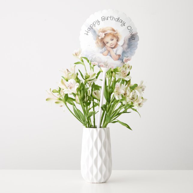 Watercolor Birthday Angel Girl Birthday Balloon (Vase)