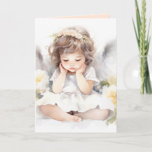 Watercolor Birthday Angel Girl Card