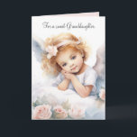 Watercolor Birthday Angel Girl For Granddaughter Card<br><div class="desc">Watercolor angel girl with roses on white for a granddaughter's birthday.
Text can be edited.</div>