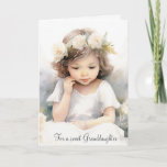 Watercolor Birthday Angel Girl For Granddaughter Card<br><div class="desc">Watercolor angel girl with roses on white for granddaughter's birthday.
Text can be edited.</div>