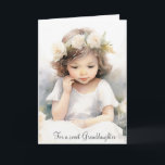 Watercolor Birthday Angel Girl For Granddaughter Card<br><div class="desc">Watercolor angel girl with roses on white for granddaughter's birthday.
Text can be edited.</div>