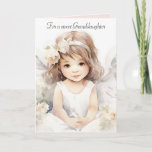 Watercolor Birthday Angel Girl For Granddaughter Card<br><div class="desc">Watercolor angel girl with roses on white for granddaughter's birthday.
Text can be edited.</div>