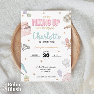 Watercolor Birthday Baking Invitation