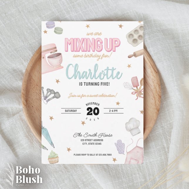 Watercolor Birthday Baking Invitation (Creator Uploaded)