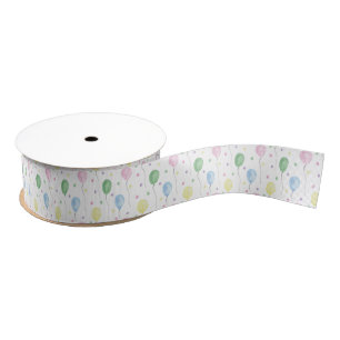 Watercolor Birthday Balloons & Confetti Grosgrain Ribbon