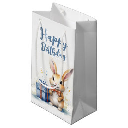 Watercolor Birthday Bunny Small Gift Bag