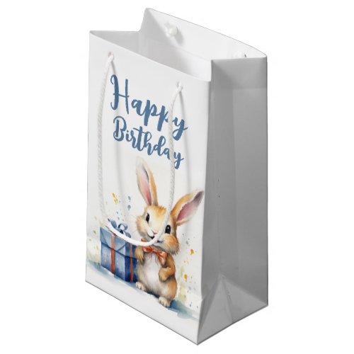 Watercolor Birthday Bunny Small Gift Bag