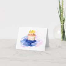 Watercolor Birthday Cake Birthday Card