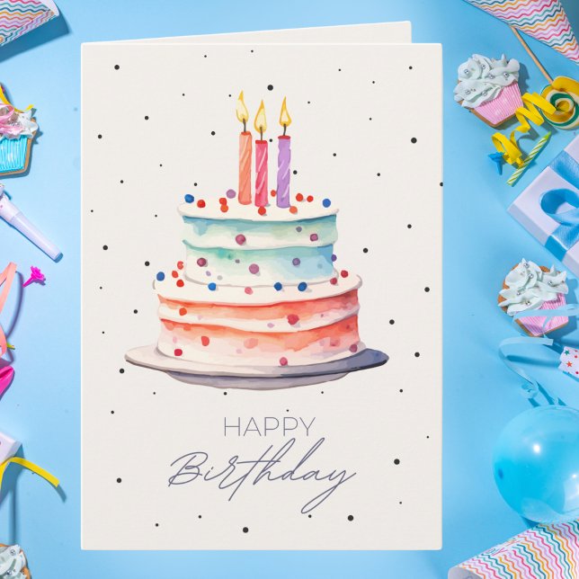 Watercolor Birthday Cake Card (Creator Uploaded)