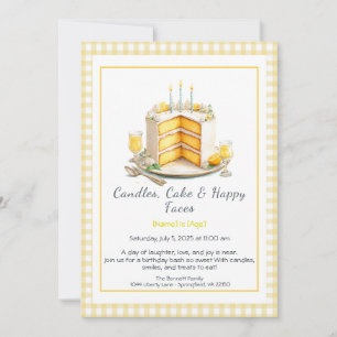 Watercolor Birthday Cake Invitation – yellow