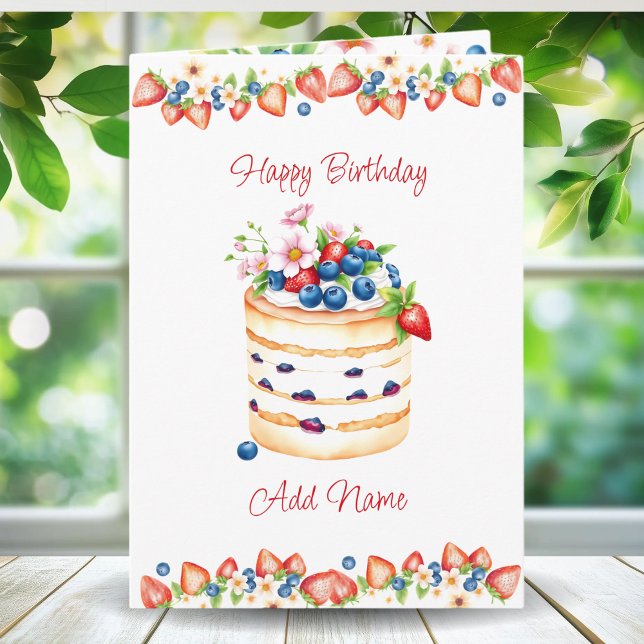 Watercolor Birthday Cake Personalized Card (Creator Uploaded)