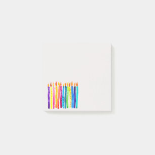 Watercolor birthday candles colorful magnetic note