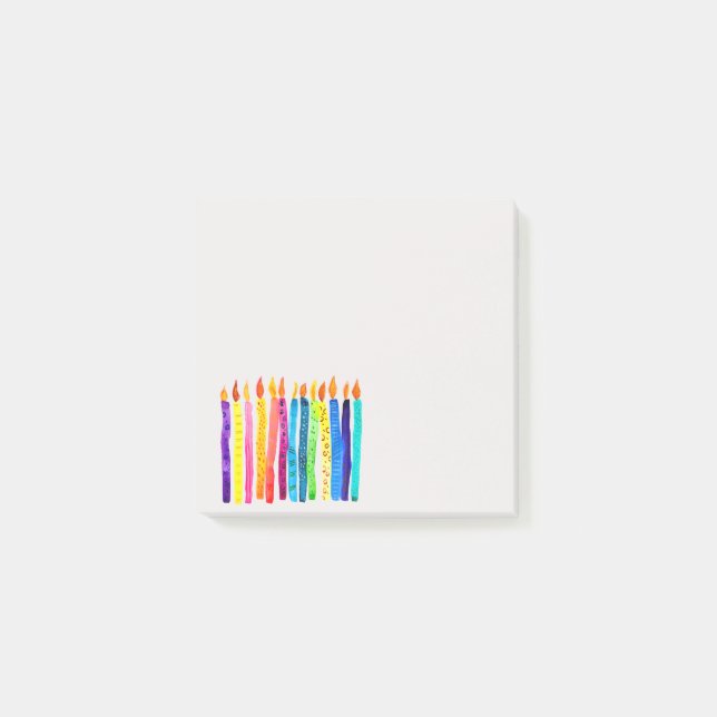Watercolor birthday candles colorful magnetic note (Front)
