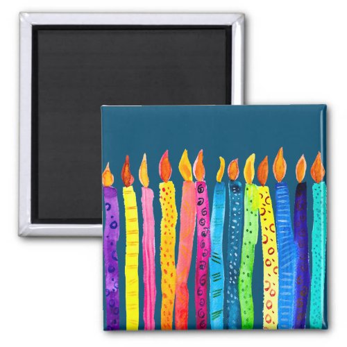 Watercolor birthday candles magnet