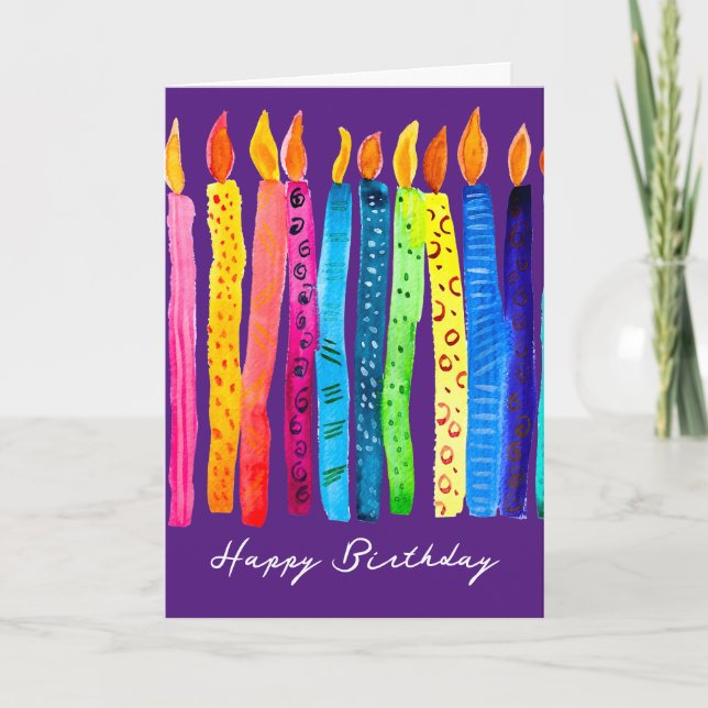 Watercolor birthday candles watercolor card (Front)