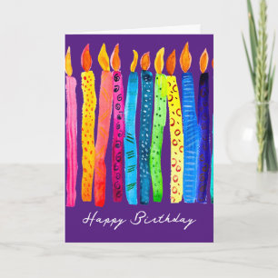 Watercolor birthday candles watercolor card
