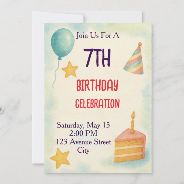 Watercolor Birthday Celebration Invitation (Front)