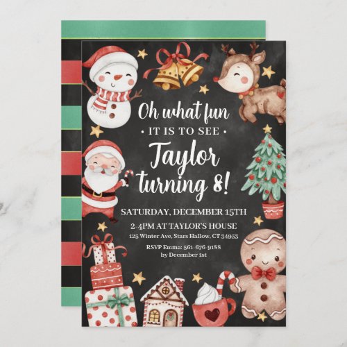 Watercolor Birthday Christmas Invitation