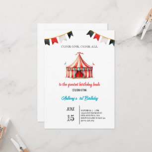 watercolor birthday circus carnival festival  invitation