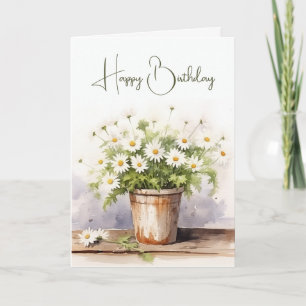 Watercolor Birthday Daisy Bouquet Card