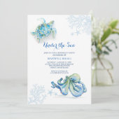 Watercolor Birthday Invitation Under The Sea (Standing Front)
