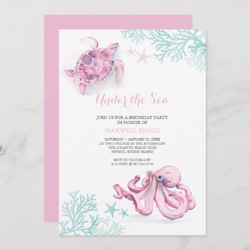 Watercolor Birthday Invitation Under The Sea