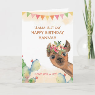 Watercolor Birthday Llama Card