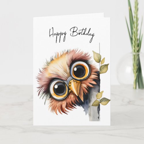 Watercolor Birthday Owl Card