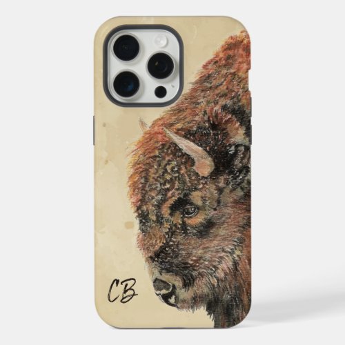 Watercolor Bison Buffalo Animal Nature Wildlife  iPhone 15 Pro Max Case