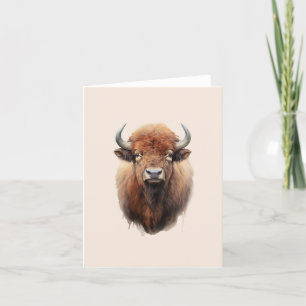 Watercolor Bison Portrait Thank You Card