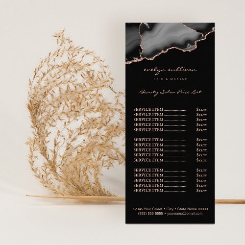 watercolor black agate price list rack card