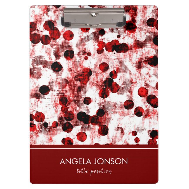 Watercolor Black And Red Dots Clipboard (Front)