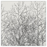 Watercolor Black And White Tree Branches Pattern Fabric at Zazzle