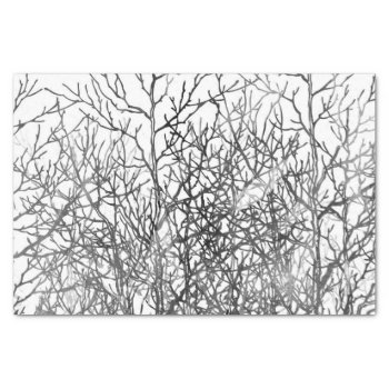 Watercolor Black And White Tree Branches Pattern Tissue Paper by pink_water at Zazzle