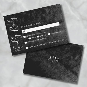 Watercolor Black And White Wedding RSVP Card