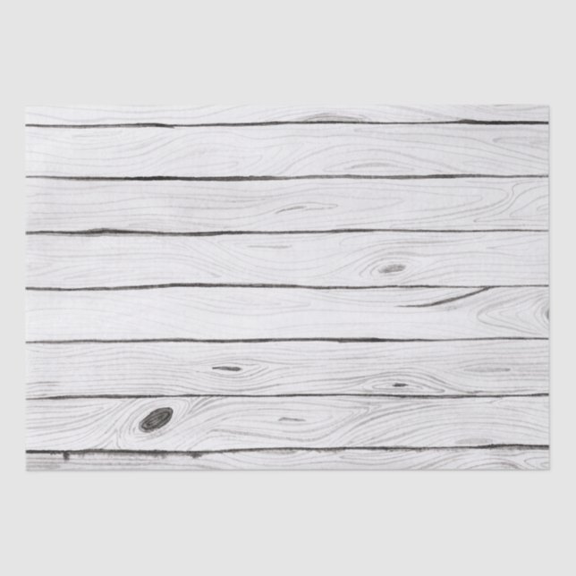 Watercolor  Black and White Wood Texture  Tissue Paper (Front)