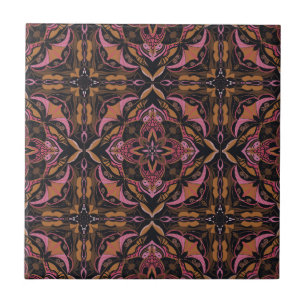 Watercolor Black Azulejo Spanish Tile