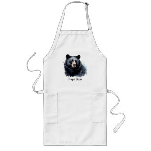 Watercolor Black Bear Animal Wildlife Nature Art Long Apron