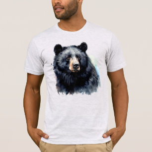 Watercolor Black Bear Animal Wildlife Nature Art T-Shirt